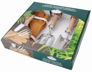 Prezent dla ogrodnika skórzane rękawice, łopatka i widełki