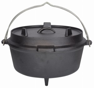 Żeliwny kociołek Dutch Oven do użycia na ognisku i palenisku (6+2,2 L)