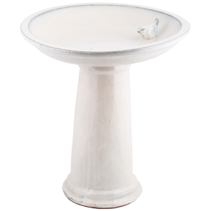 Bardzo duże ceramiczne poidełko dla ptaków kremowe